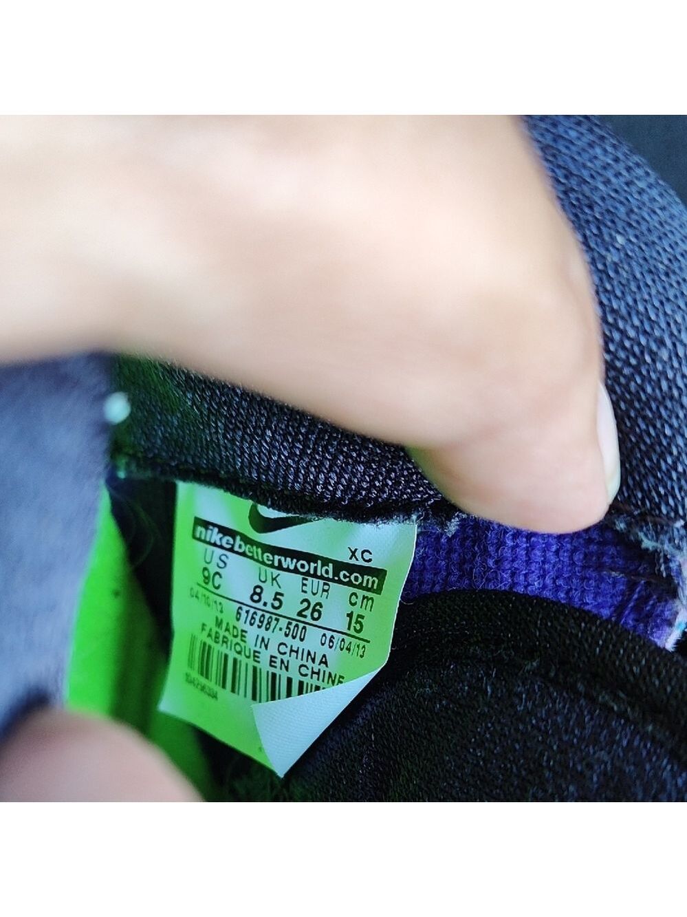 Nike Kids Sneakers in Purple and Neon Green - Picture 2 of 6